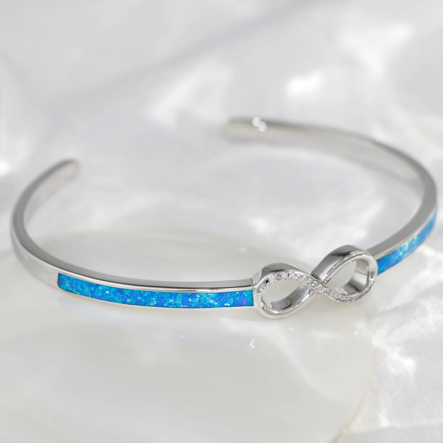 SZ016 New Arrivals Women's Infinite Symbol Bangles Blue Opal Open Bangles 5