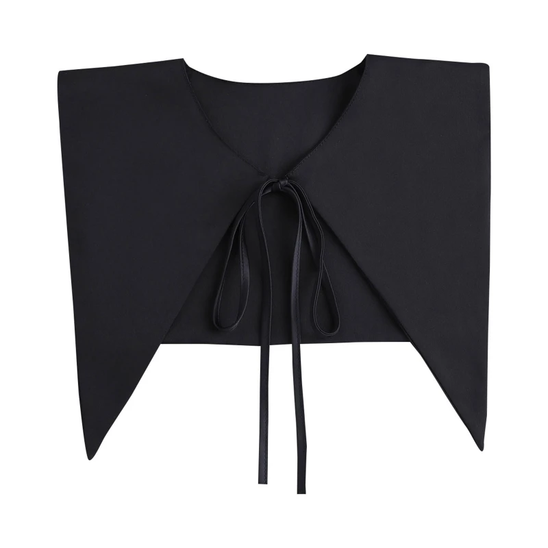 

Navy Decorative False Collar Women Pointed Triangular Shawl Scarf Solid Color Black Large Capelet Neck Warmer