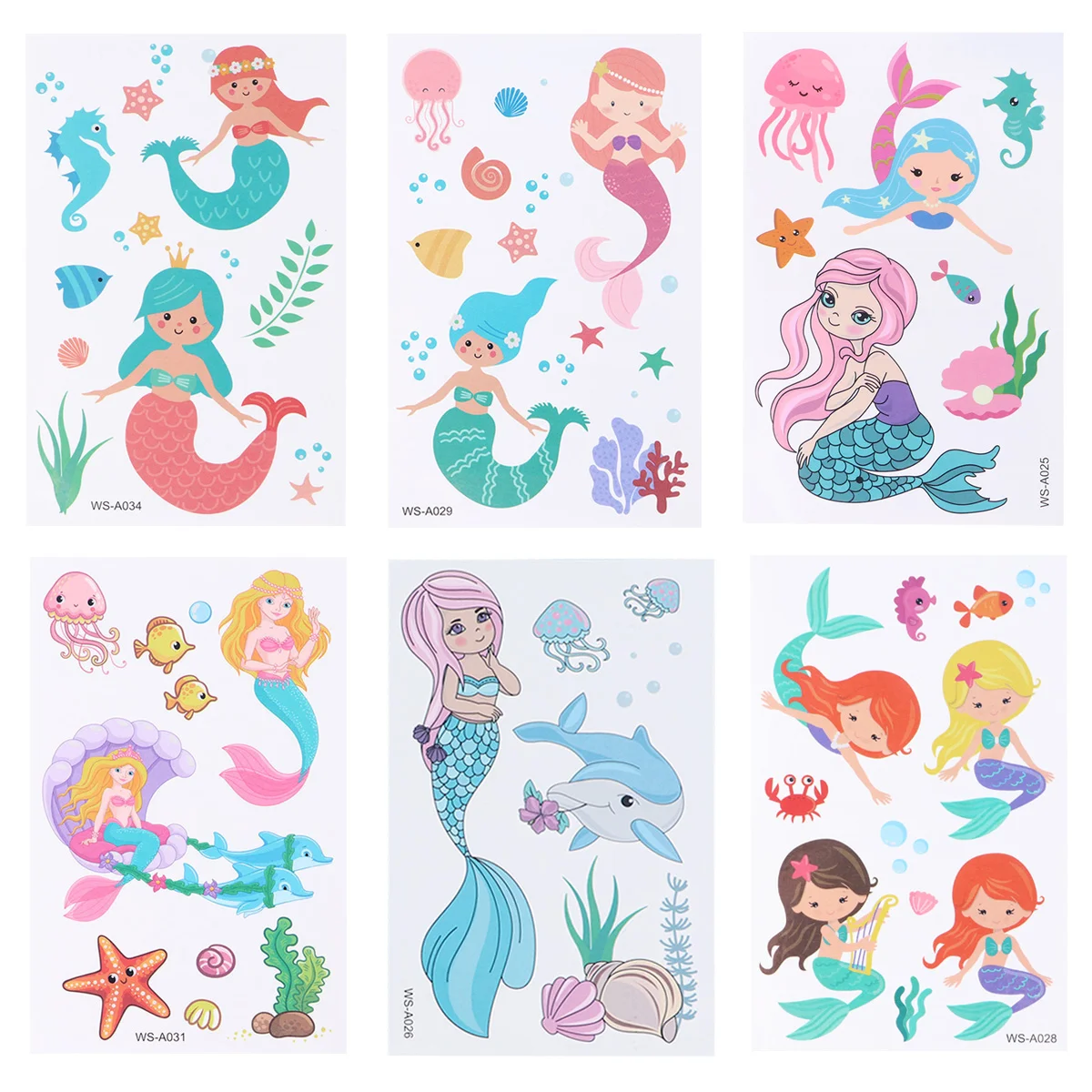 

12 Sheets Mermaid Children Waterproof Cartoon Stickers Environmentally Friendly Stickers for Boys Girls