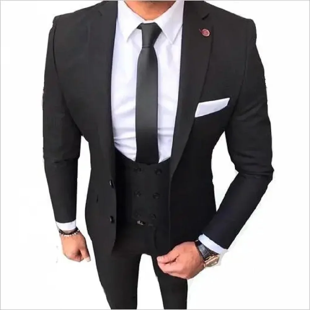 

Wedding Suits For Groomsmen Best Man Notched Lapel Groom Tuxedos Men Vest Costume Homme Mariage Slim Fit