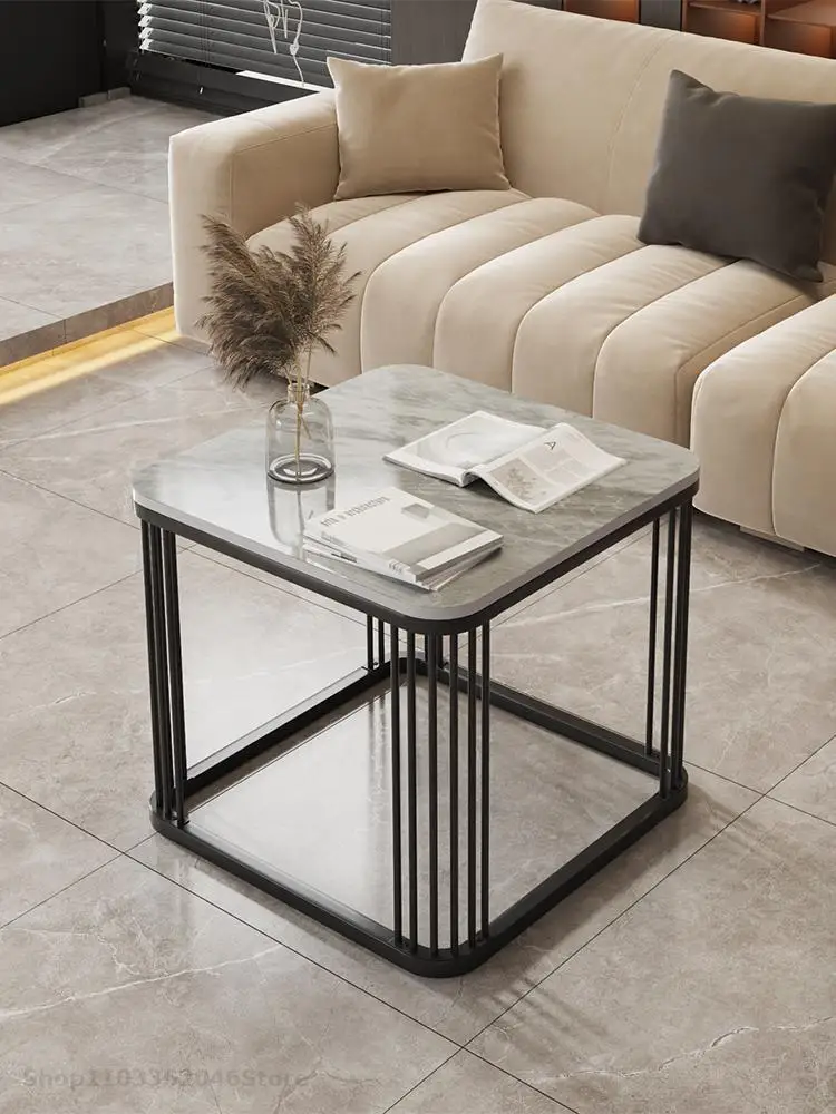 Rock Slab Side Table Small Square Table Rental House Living Room Sofa Corner Marble Side Cabinet Tea Balcony Small