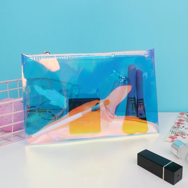 Clutch Toiletry Makeup Bag Handbag Laser Transparent Cosmetic PVC Waterproof Portable Zipper Travel Wash Toothbrush Case |