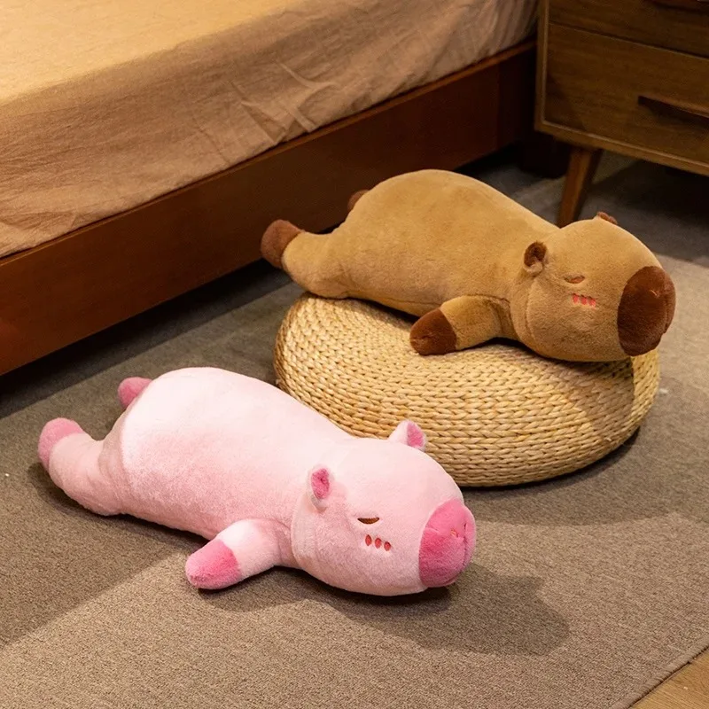 Kawaii Capybara Plush Toy Stuffed Capibara Fluffy Doll Long Sleep Soft Pillow Sofa Cushion Nap Sleeping Toys for School Xmas