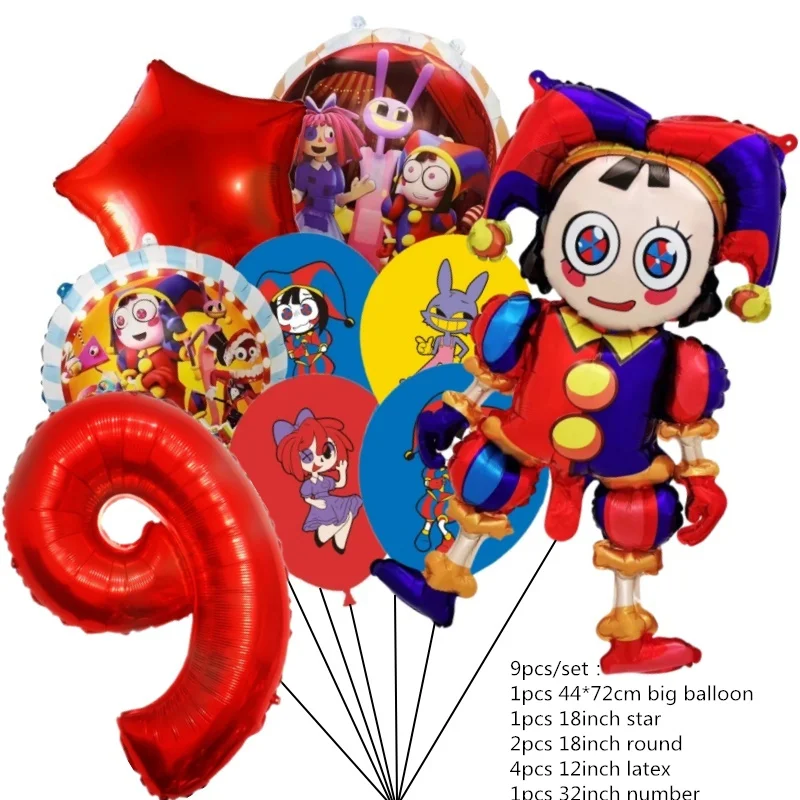 thumbnail image 1 of 9 piezas de globos de circo digitales increíbles para decoración de fiestas de cumpleaños, suministros para el día del niño, baby shower, regalo para niña o niño, 1 of 5