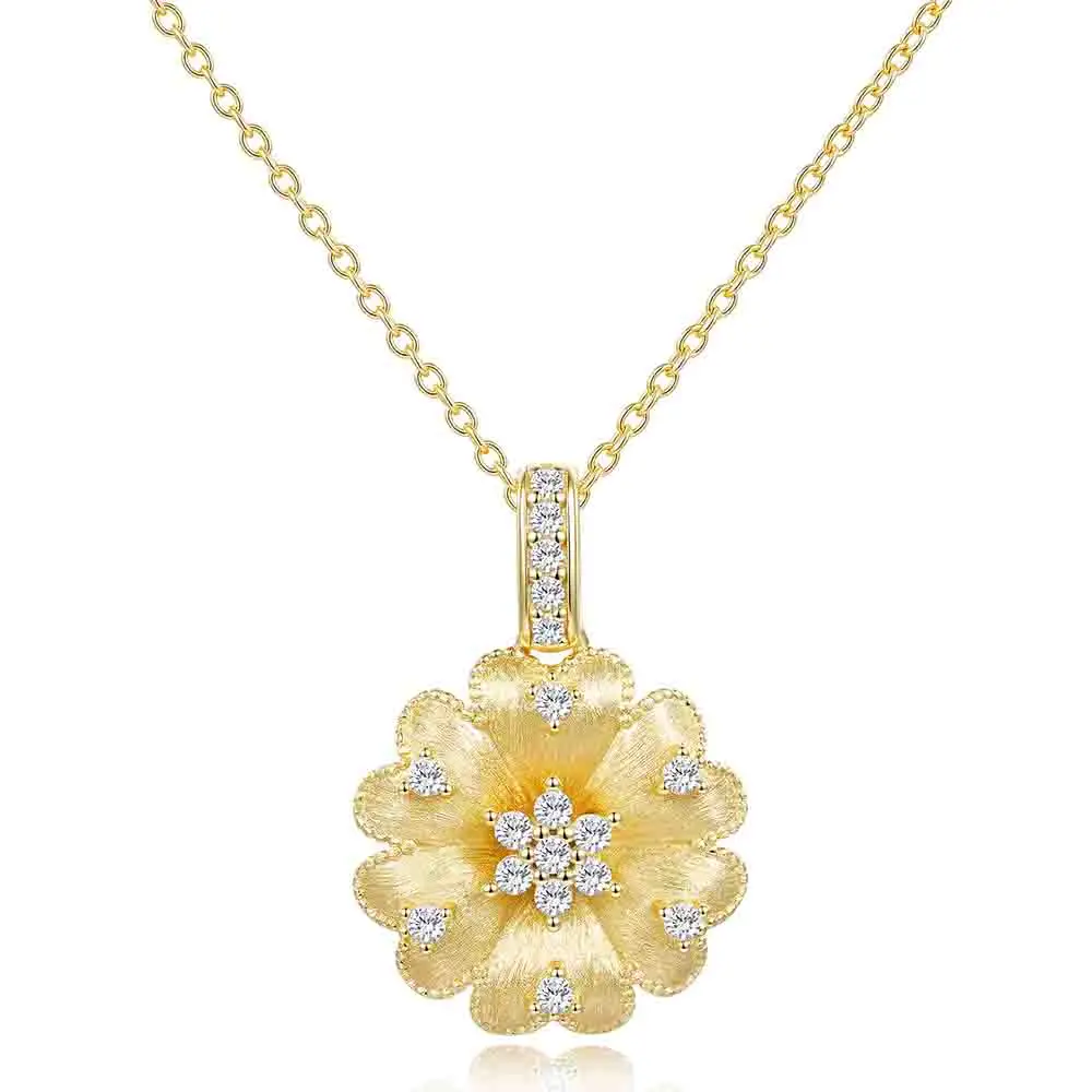 WUIHA 100% VVS1 D 컬러 리얼 GRA Moissanite 다이아몬드 플라워 펜던트 목걸이 웨딩 약혼 고급 주얼리