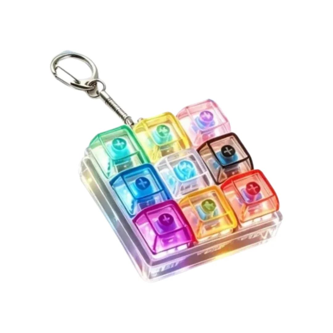 Luminescent Keyboard Keychain: Interactive Stress Relief & Portable Desk Accessory