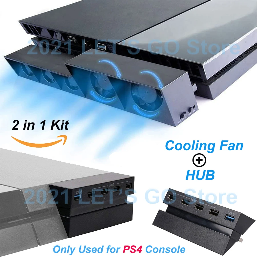 Kit de ventilador de refrigeración rápida 2 en 1 para PS4, HUB de 5  ventiladores, USB 3,0, 4 USB 2,0 para Sony Playstation 4, Play Station 4, PS  4|Adaptador receptor de USB| - AliExpress