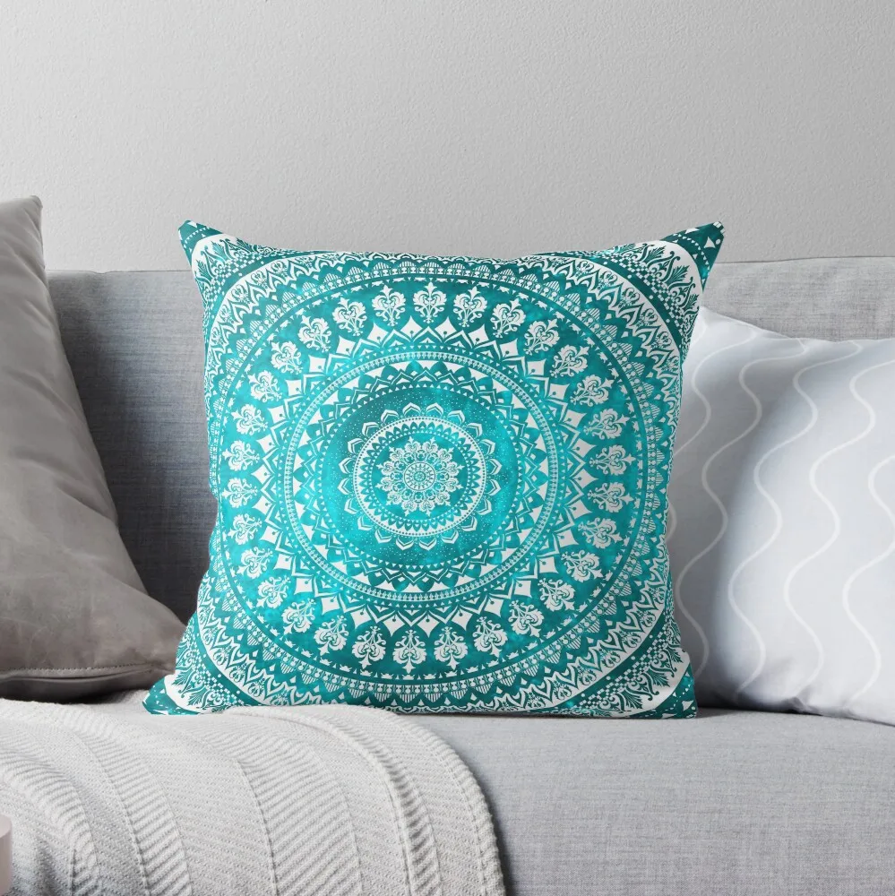 

Mandala Turquoise Throw Pillow Embroidered Cushion Cover Cushions For Decorative Sofa