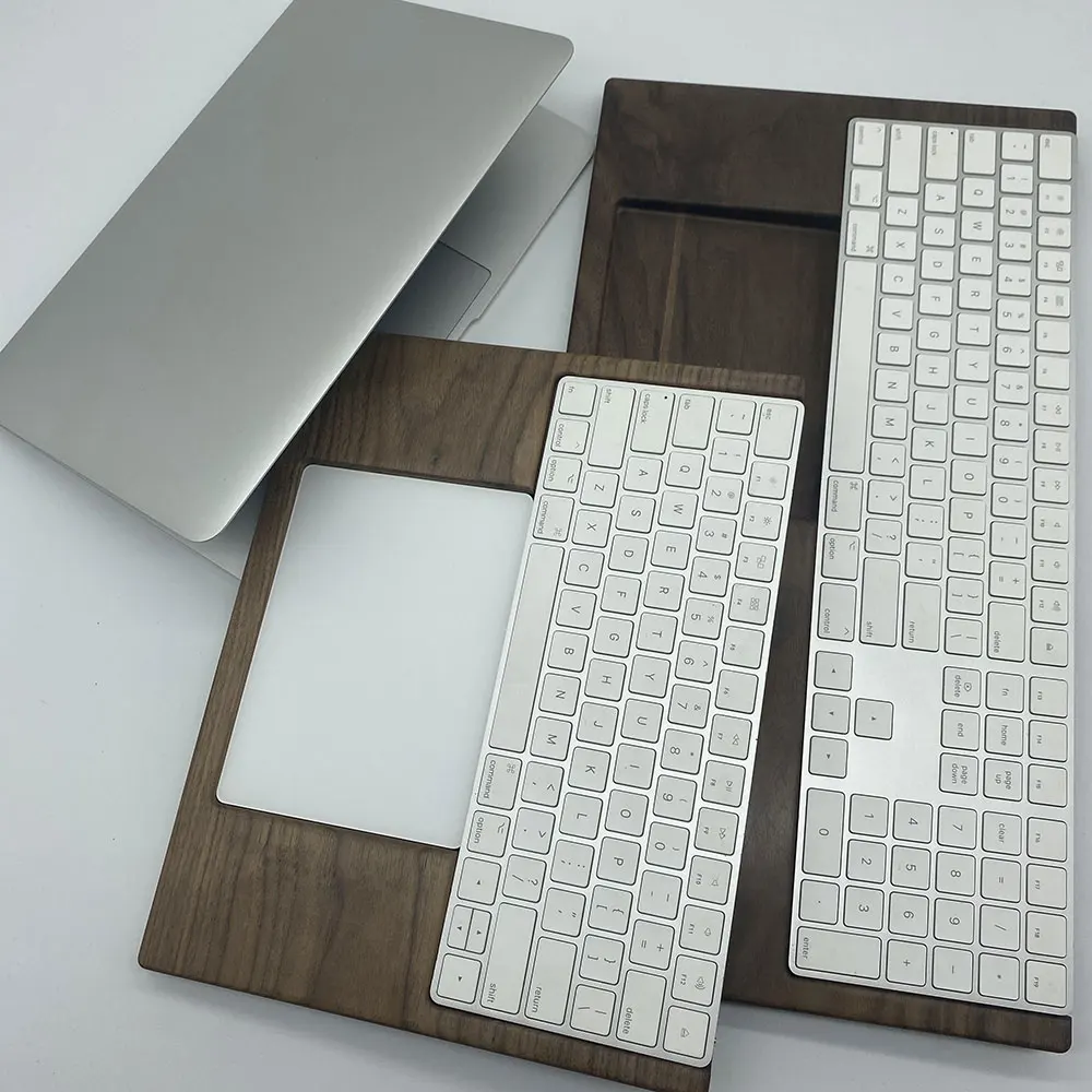 IMac 2021 용 손목 받침대 매직 트랙 패드 2 터치 id가있는 키보드, 숫자 월넛 나무 스탠드 스테이션 브래킷 액세서리