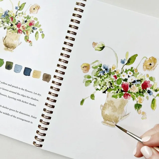 Cahiers d'exercices d'aquarelle 12 couleurs adaptés aux débutants avec pinceau, fournitures de peinture artisanale d'art pour enfants adultes adolescents 4