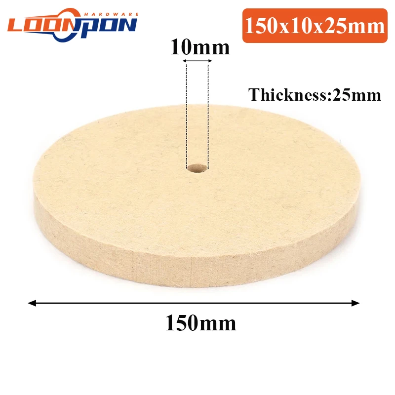 Loonpon 75-150mm Wolle Polieren Rad Polieren Pads Winkel Grinder Rad Filz Polieren Disc Für Jade Metall Glas marmor Keramik – Detail 5