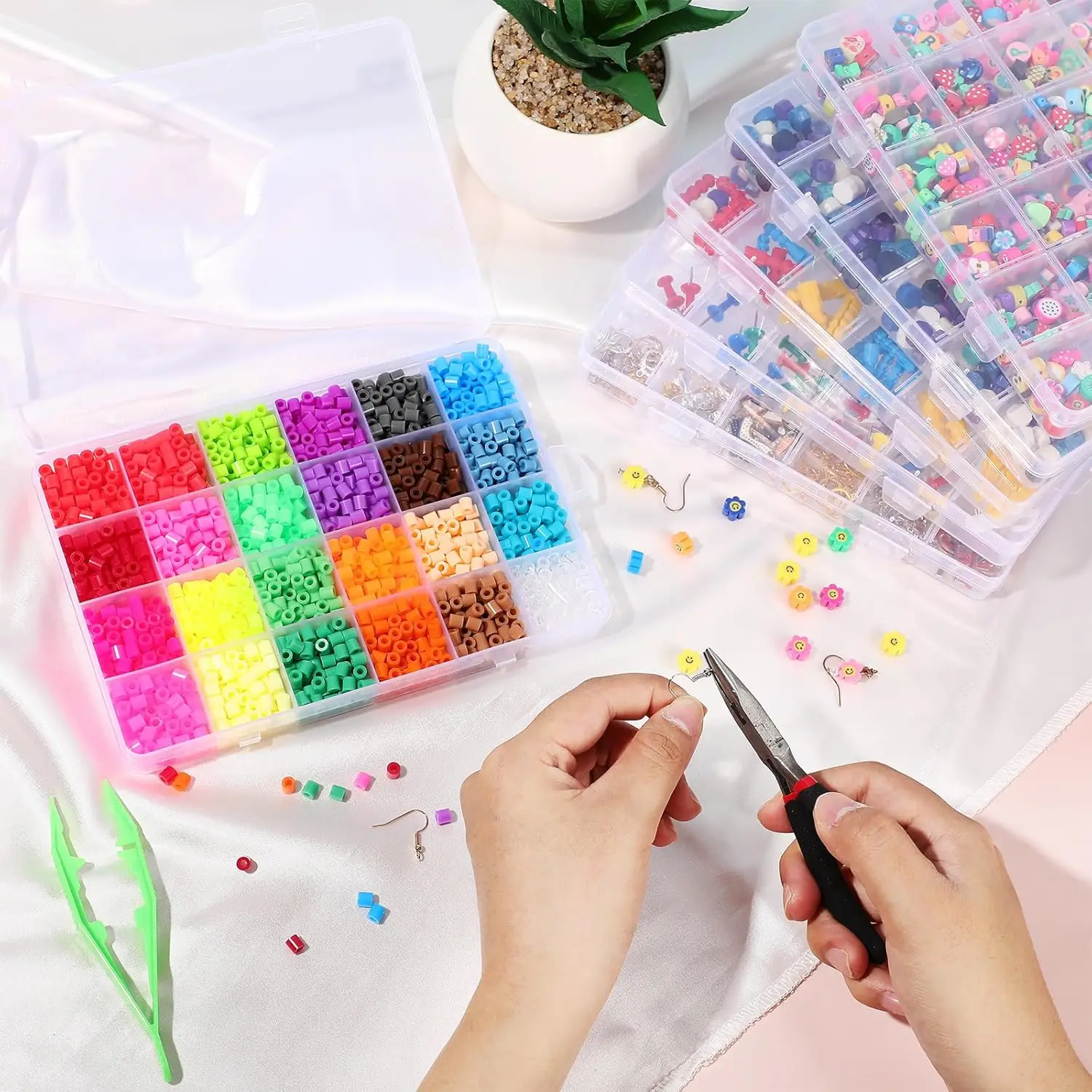 1/5Pc Multifunctional Clear Plastic Organizer Box with Grids Container Craft Storage for Beads Organizer Art DIY Jewelry