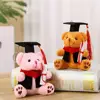 12cm  Bear Keychain Fully Filled Plush Key Ring Bachelor Hat Stuffed Animal Toy Plush Bear Doll Bag Ornament Graduation Gift 6