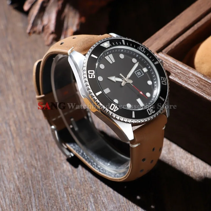 Outdoor Breathable Porous Leather Watch Strap Bracelet