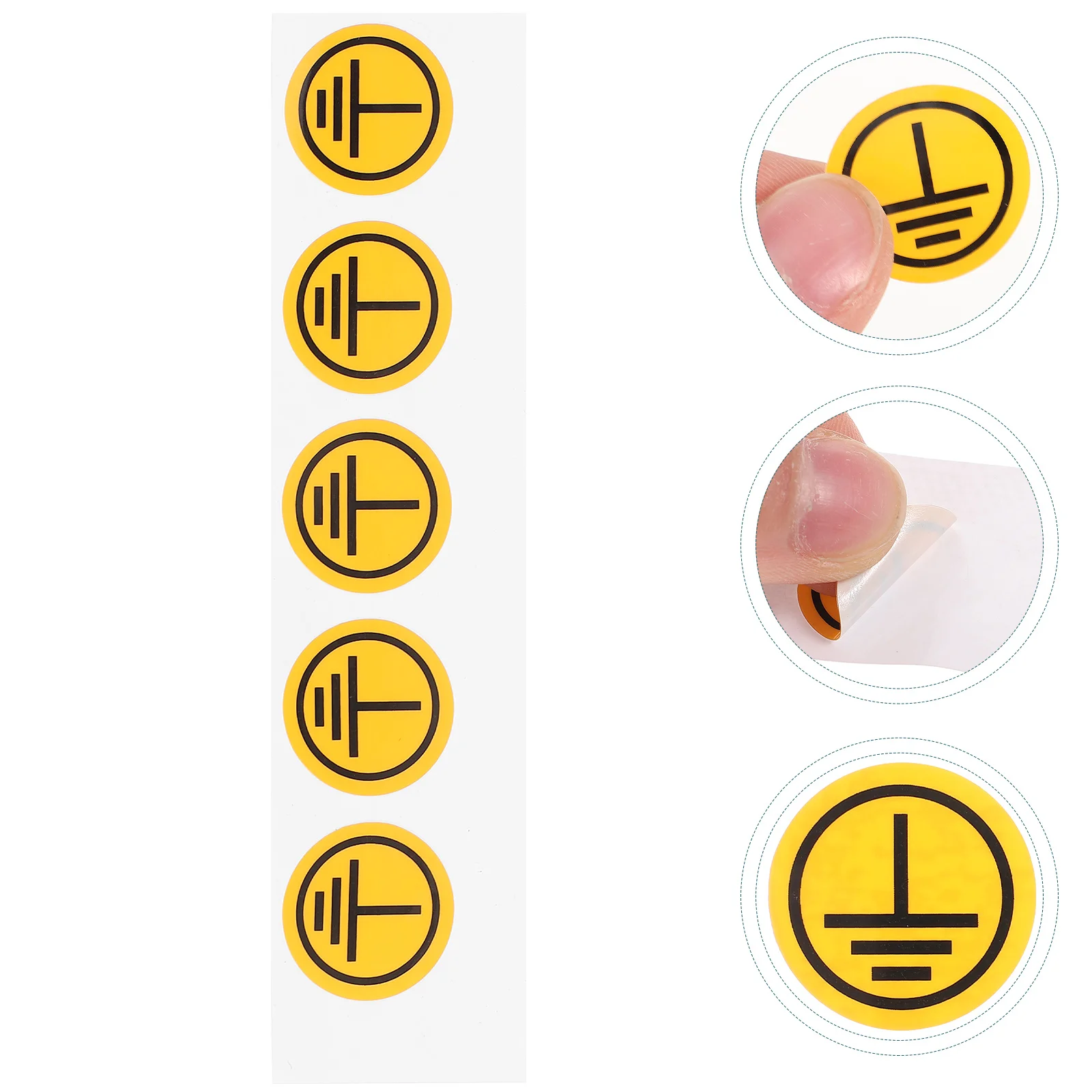 Warning Stickers Safety Signs Electric Panel Labels Ground Symbol Stickers Protective Earth Connection Roadway Safety 5Pcs
