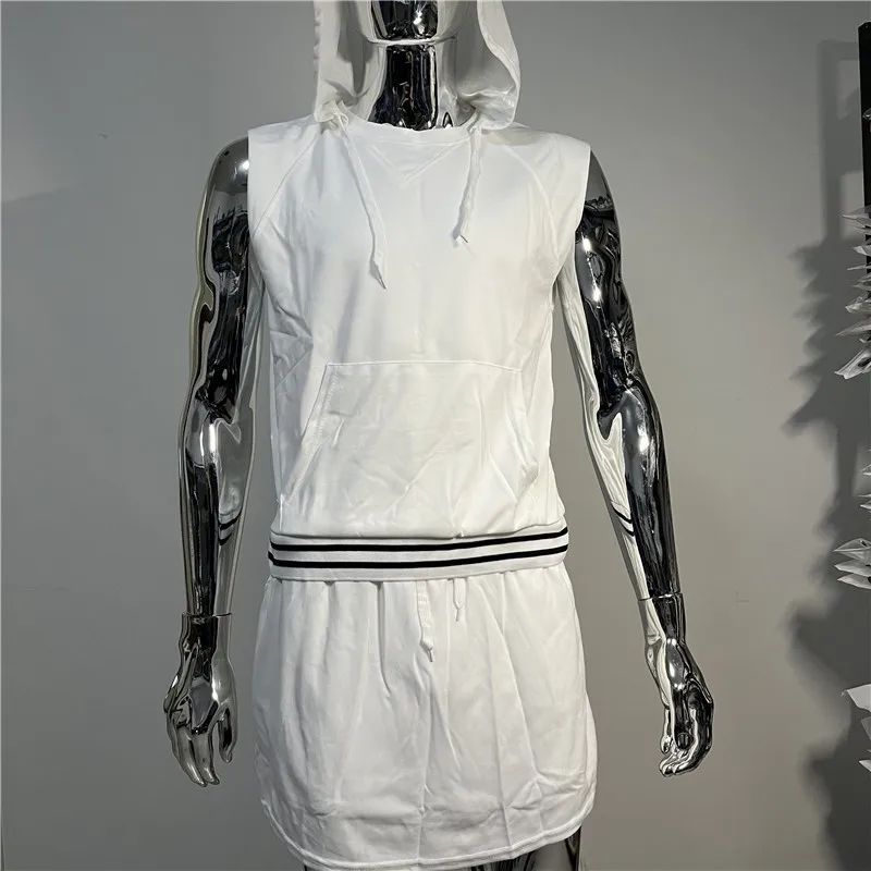2024 New Summer Women's Golf Dress Set Hooded Sleeveless Vest Light Soft Golf Wear T-shirt Skirt Ladies Fashion Golf Waistcoat