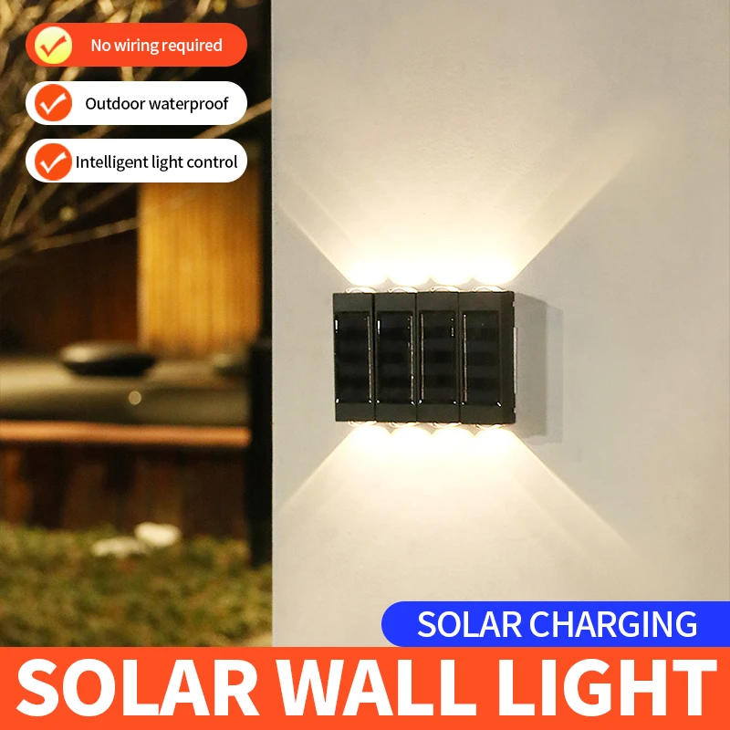 

Solar Wall Lamp Outdoor 2LED Warm Light Waterproof Up And Down Luminous Lighting Balcony Yard Garden Decoration Lights