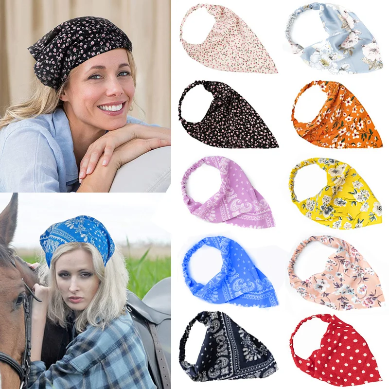 Frauen Böhmen Druck Haar Schal Für Mädchen Bandanas Stirnband Koreanische Große Dot Elastische Haarband Haare Seil Haar Zubehör Headwear – Detail 1