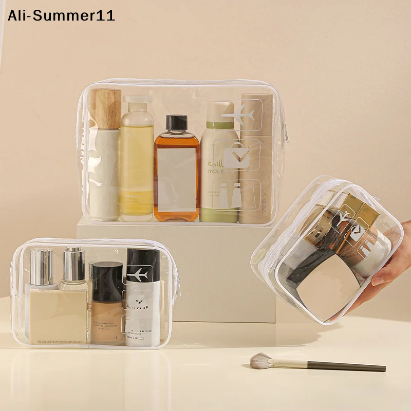 Clear Toiletry Bag Durable PVC Travel Makeup Cosmetic Organizer with Zipper Closure