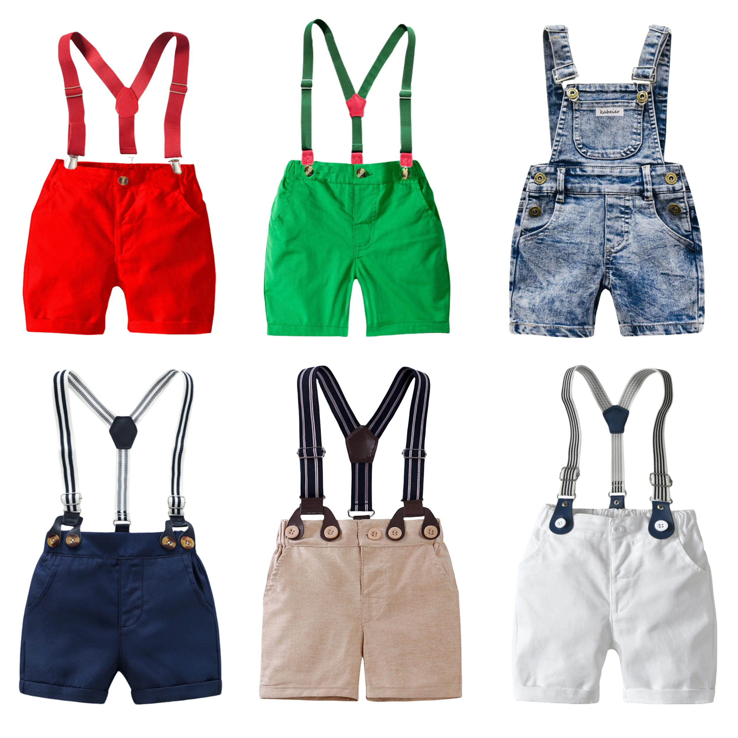 Baby Shorts Boy Sports Shorts Set 2PCS Suspender Set Boy Solid Pocket ShortPants Baby Infant Summer Gentleman Birthday Party Boutique Clothing Suit Toddler Outfit