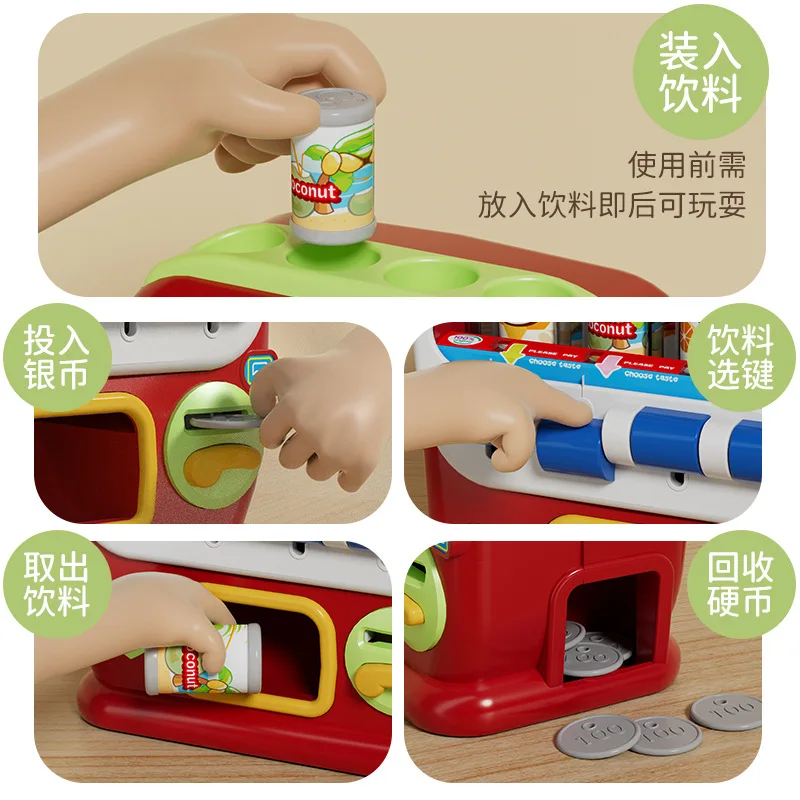 Hot-selling Children's Simulation Coin Operated Beverage Vending Machine Self-service Cute Funny festival birthday Kid gift Toy 3