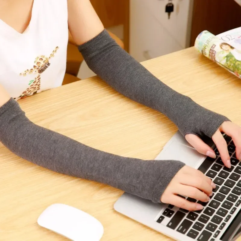 Wrist Arm Hand Arm Warmers Women Men Knitted Long Fingerless Gloves Sleeve Soft Mitten Elbow Mittens Running arm sleeves arm leg warmers