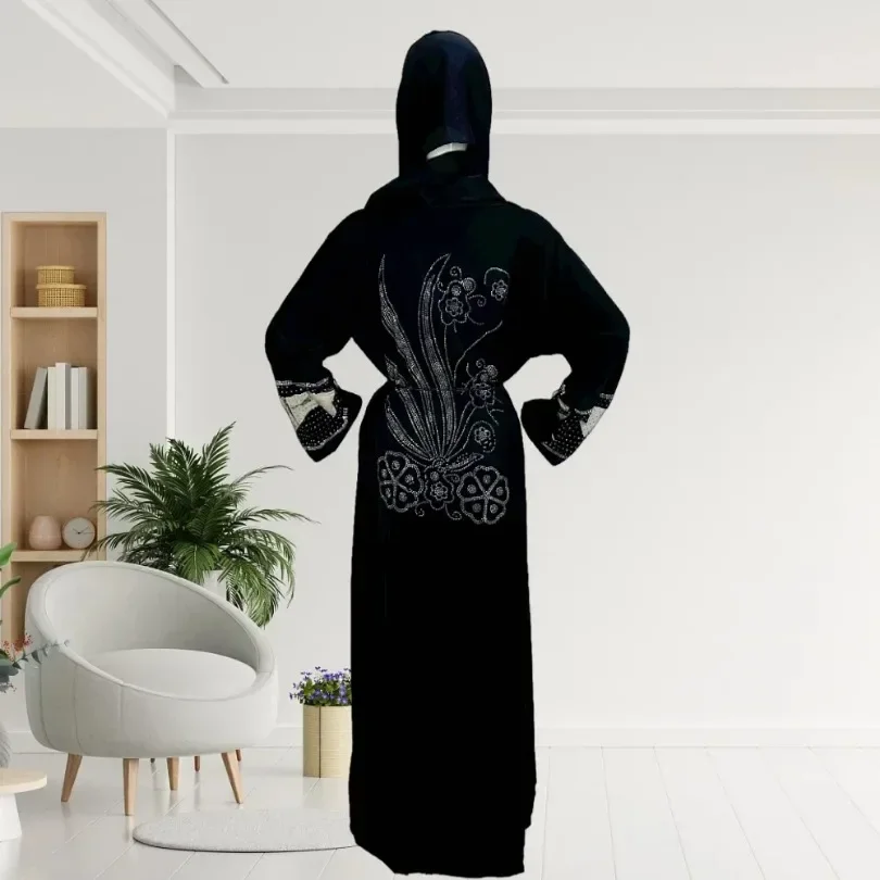 Abayas for Women Elegant Spring Fashion Muslim Women Long Sleeve O-neck Plus Size Long Abaya Dubai Abaya Maxi Dress Kaftan