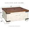 Wystfield Farmhouse Square Storage Coffee Table with Hinged Lift Top, Distressed White 3