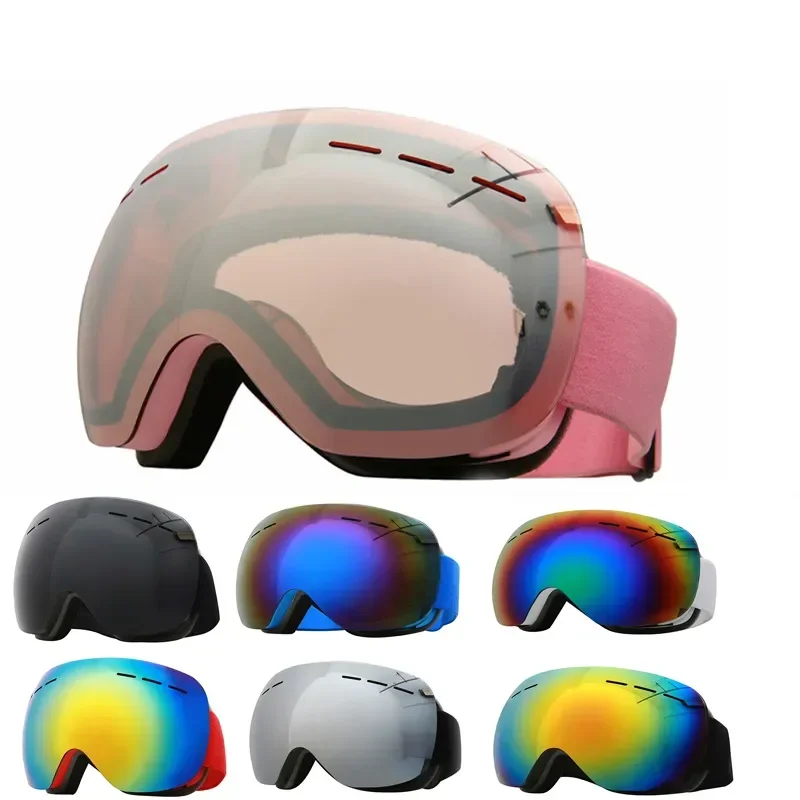 

Лыжные противотуманные очки, ветрозащитные Женские аксессуары для сноуборда, очки, двойные розовые мужские очки, лыжные линзы, УФ-маска, большие