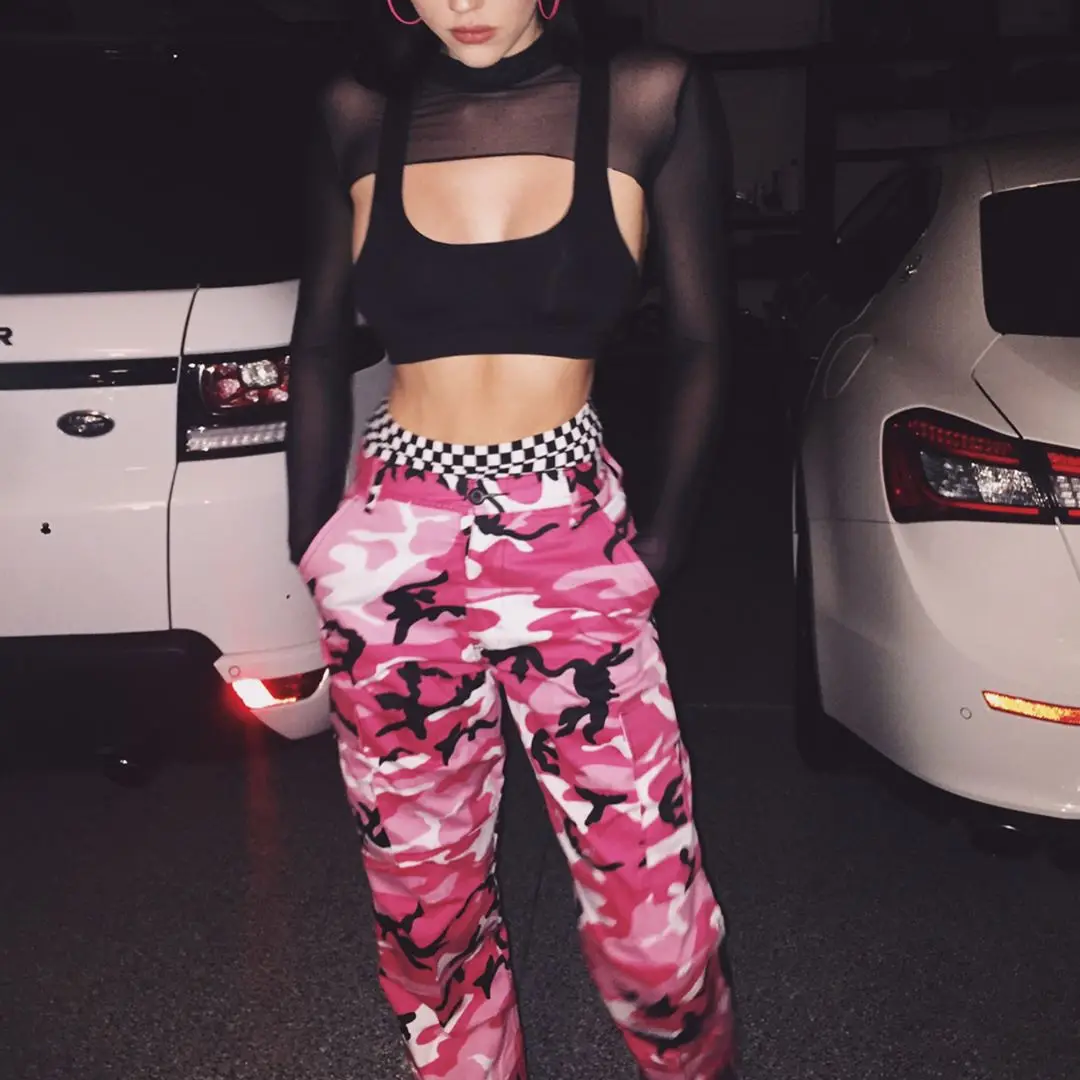 Sexy Women Crop Top Mesh Sleeve T-Shirt Sexy Tops Hollow Out Transparent Tops Ladies T Shirt Black Top Casual T-shirt744_voghion.com