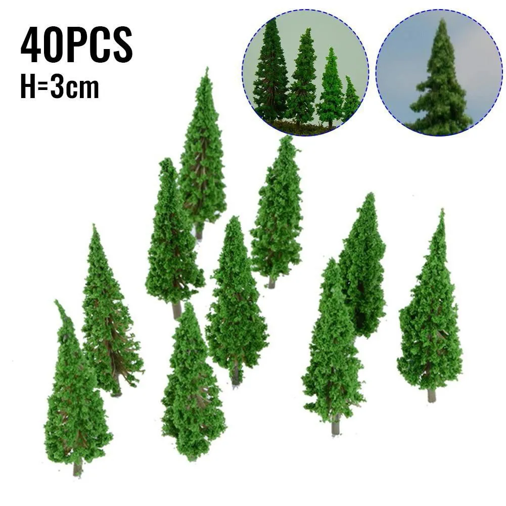 

40pc 1:100 Model Trees H 4.5CM 3.5CM For Train Railroad Diorama Wargame Park Landscape Scenery Railroad Decor Building Landscape