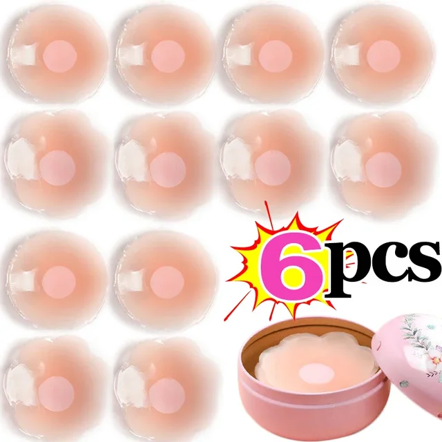 Get 6 silicone nipple covers for women that are reusable. These breast lingerie bra stickers are invisible and provide a lift-up effect. Use the adhesive pads to cover your breast nipples and enjoy the comfort.