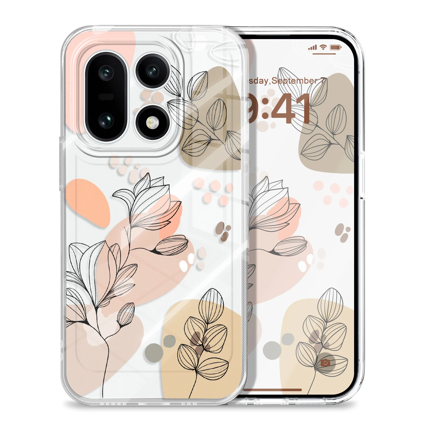 Elegant Transparent Floral Soft TPU Phone Case