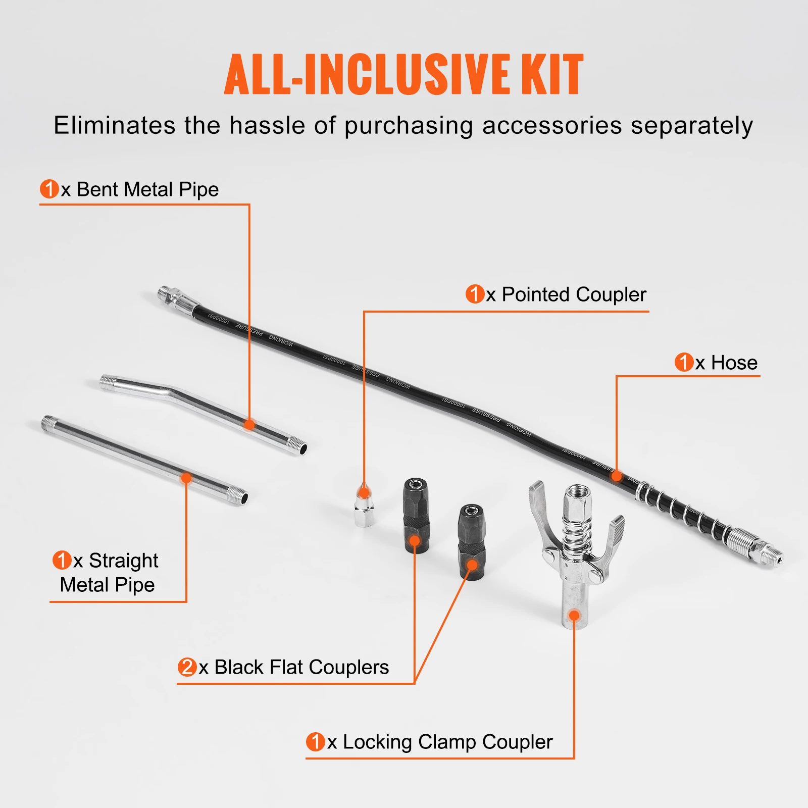 SucceBuy 6000PSI Oil Grease Gun Pistol Grip Heavy Manual Rigid 400CC Capacity with Flexible Hose For Cars SUV Truck Excavator