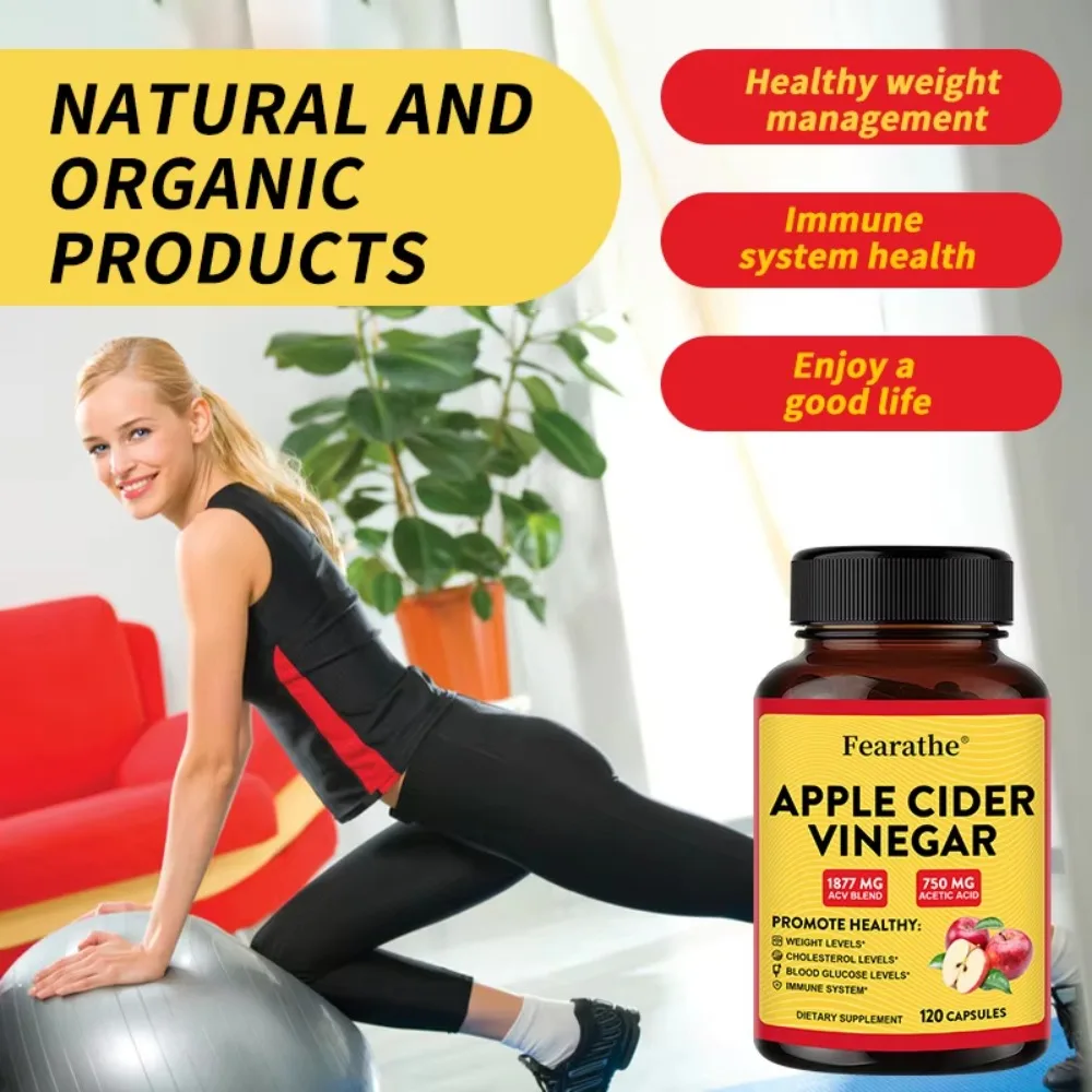 Fearathe Organic Apple Cider Vinegar, Detox, Weight Management, Ketogenic Diet, Suitable for Men and Women Vegetarian Immunity