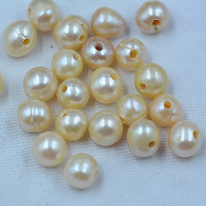 

50piece 9-10mm 2mm hole Pink loose freshwater pearl beads for DIY jewelry