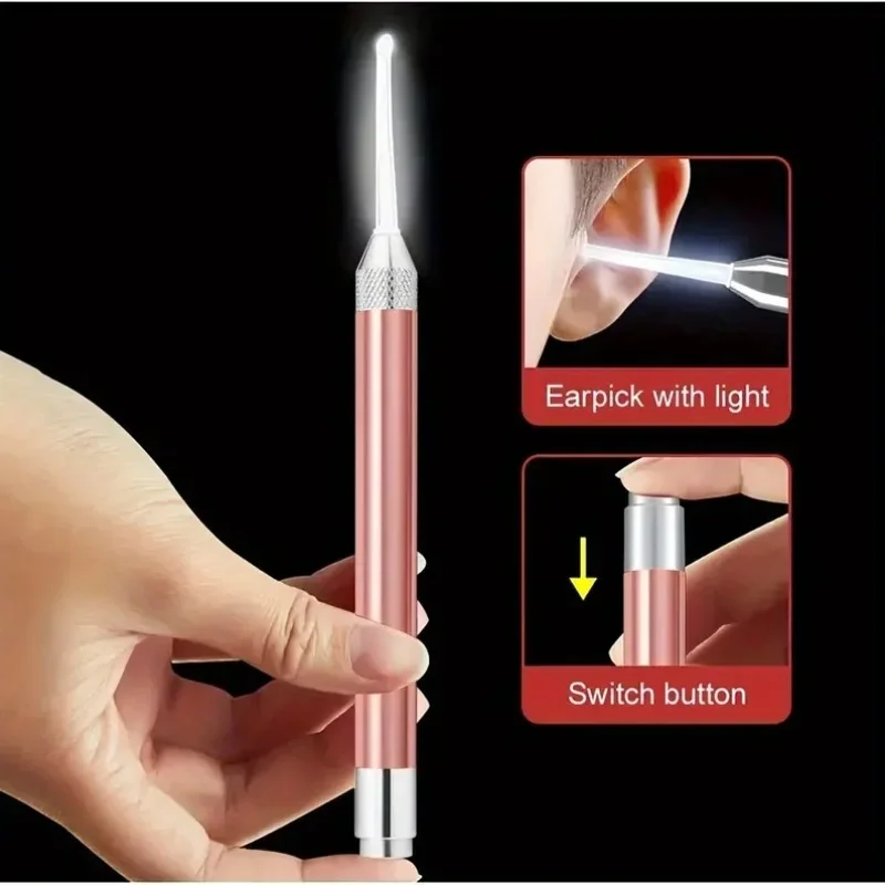 Luminous Ear Visual Ear Picking Tool Scoop, Stainless Steel Ear Scoop with Light, Luminous Ear Cleaner