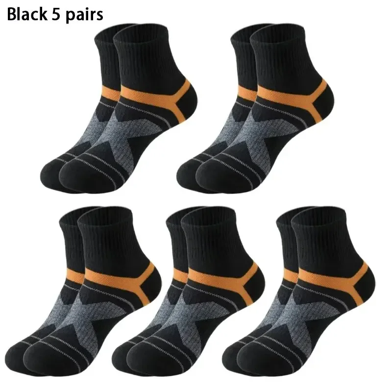 Men's Sports Socks | 5 Pairs Cotton Sweat Wicking Running & Basketball Training Socks