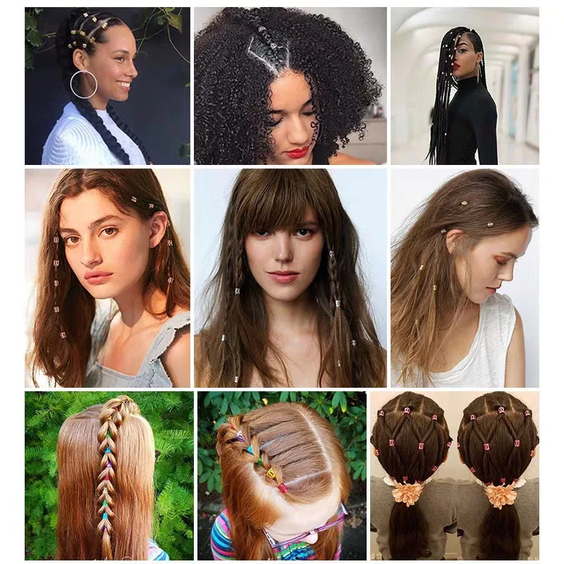 Hip Hop Dreadlocks Buckle Flexible Dirty Braid Beads Edge Clip Bendable Hair Extension Ring Tool Hairpin Headwear Accessories
