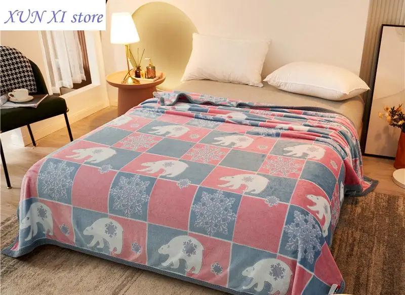 

New Winter Bed Blankets Plush Fluffy Sheet Warm Thick Plaid Blanket Soft Sofa Cover Soft Throw Bedspread Office Hotel Home Decor