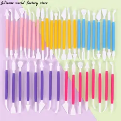 Silicone world 8pcs/Set DIY Plastic Baking Tool Sugar Craft Fondant Cake Pastry Carving Cutter Chocolate Decorating Flower Clay