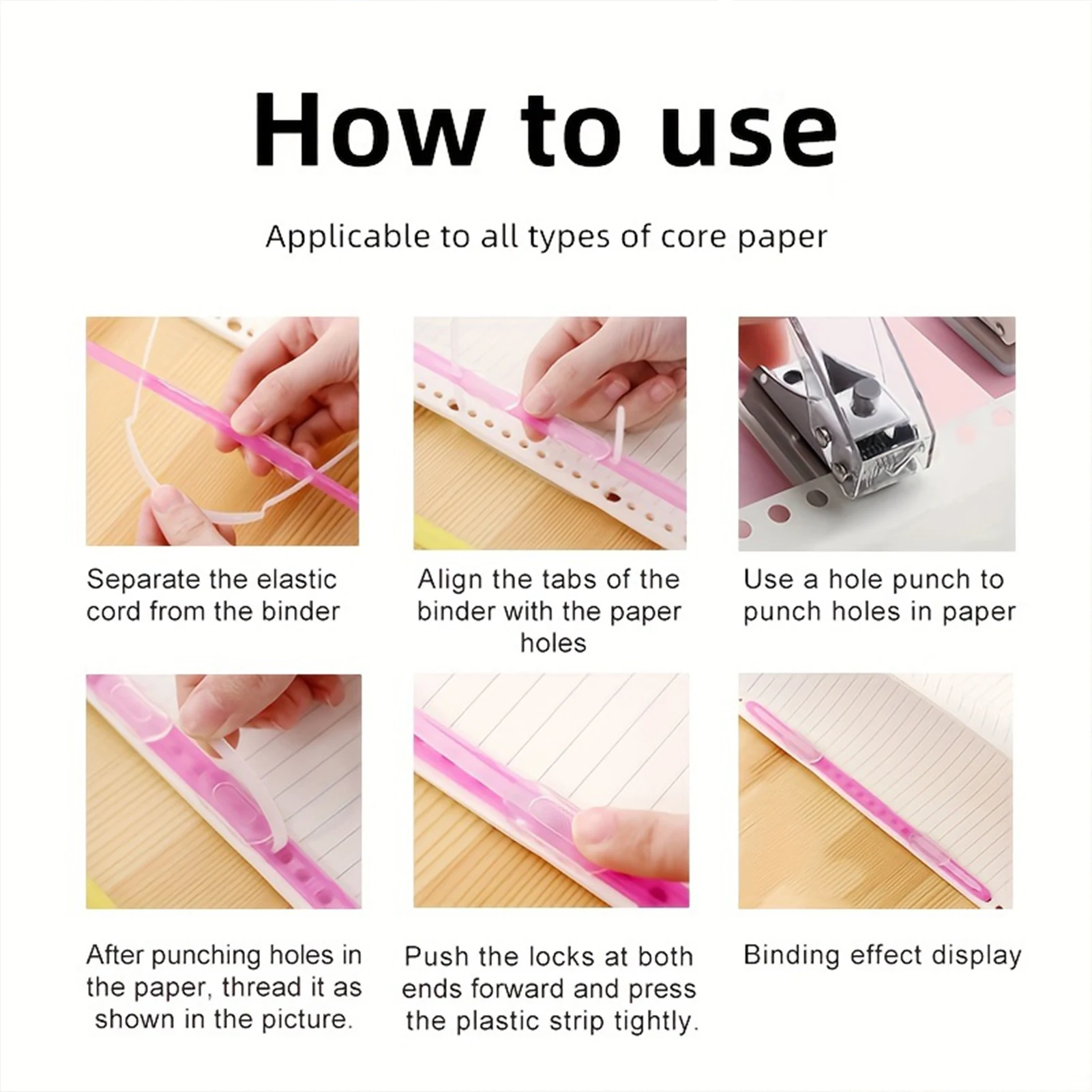 10PCS Plastic Binding Bars for Student Test Paper and Document Binding, Durable Easy Binds up to 300 Sheets, Office School Use - 5