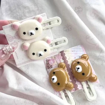 Set di forcine per orsi carini, accessori per capelli in plastica per copricapo preppy,