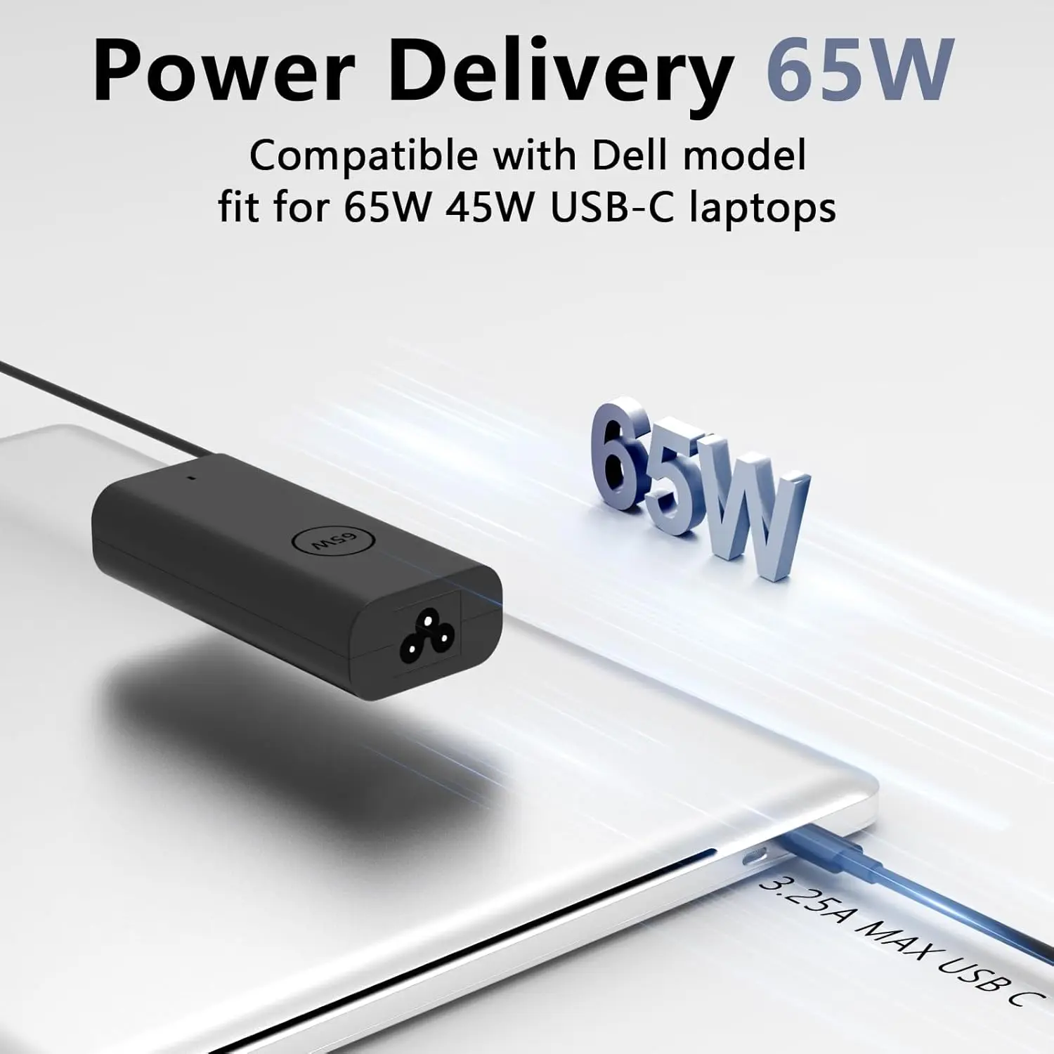 65W USB 타입 C 노트북 전원 어댑터 충전기 (델 래티튜드 5540 5440 7440 5430 5530 7450 5420 7420 5520 e5440 호환)