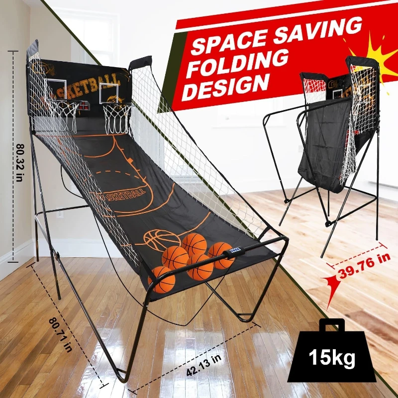 Indoor Double Basketball Machine with Automatic Electronic Scorer Adult ...