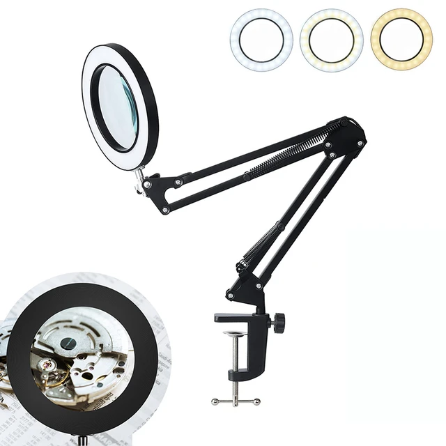 Magnifying Glass With Light And Stand, 10X Magnifying Lamp, 2-In-1  Magnifying Desk Lamp With Clamp, 3 Color Mode - AliExpress