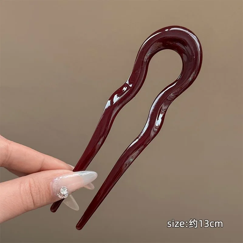 New U-Shaped Hair Fork Women Fashion Tortoiseshell Acetate Hairpin Geometric Design Headwear Hair Sticks Girl Hair Accessories
