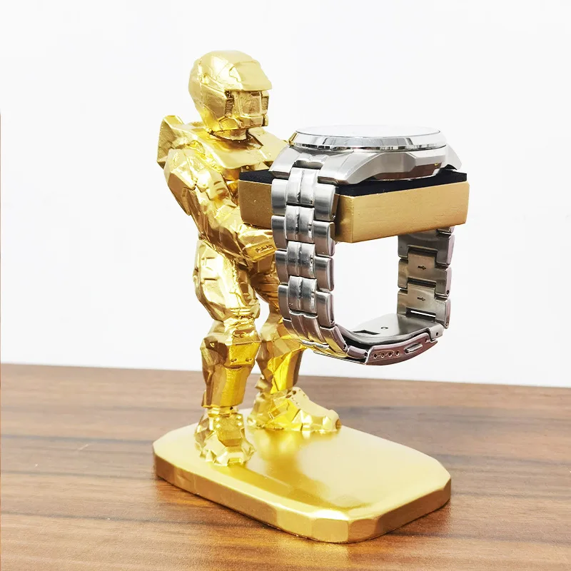 Watch Stand Charging Dock Apple Watch Cartoon Charging Desktop Bracket Smartwatch Holder Black Warrior Figurine Support