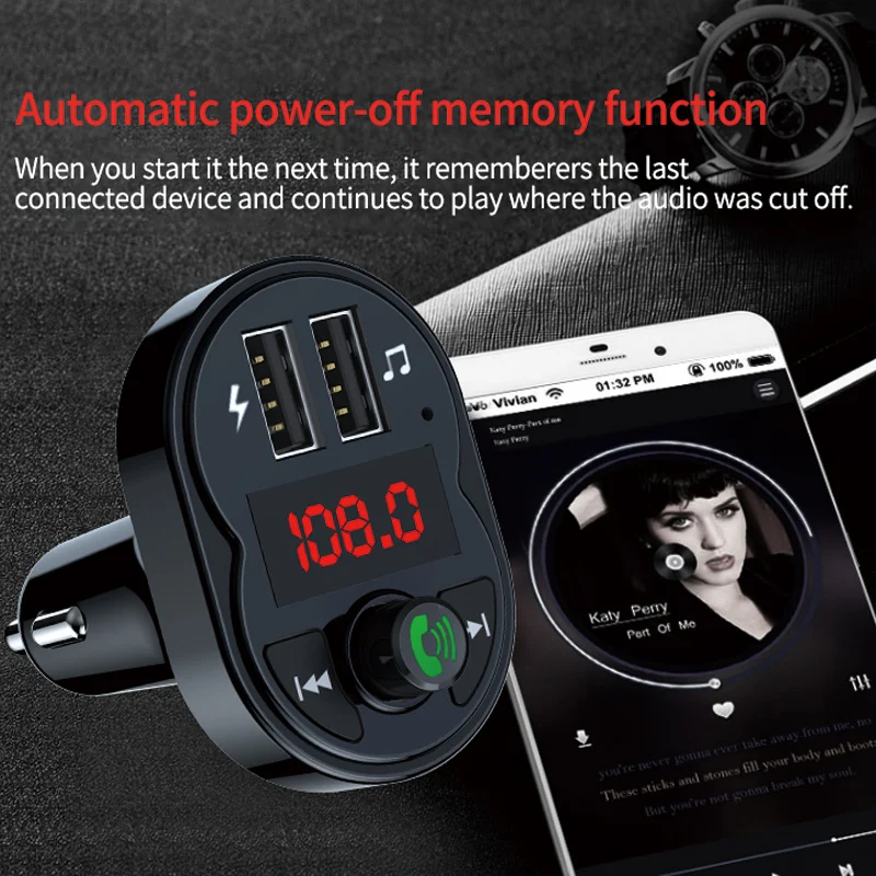 Bluetooth 5.0 FM Transmitter Handsfree Car Radio Modulator MP3 Player With Dual USB Super Quick Charge Adapter for Car
