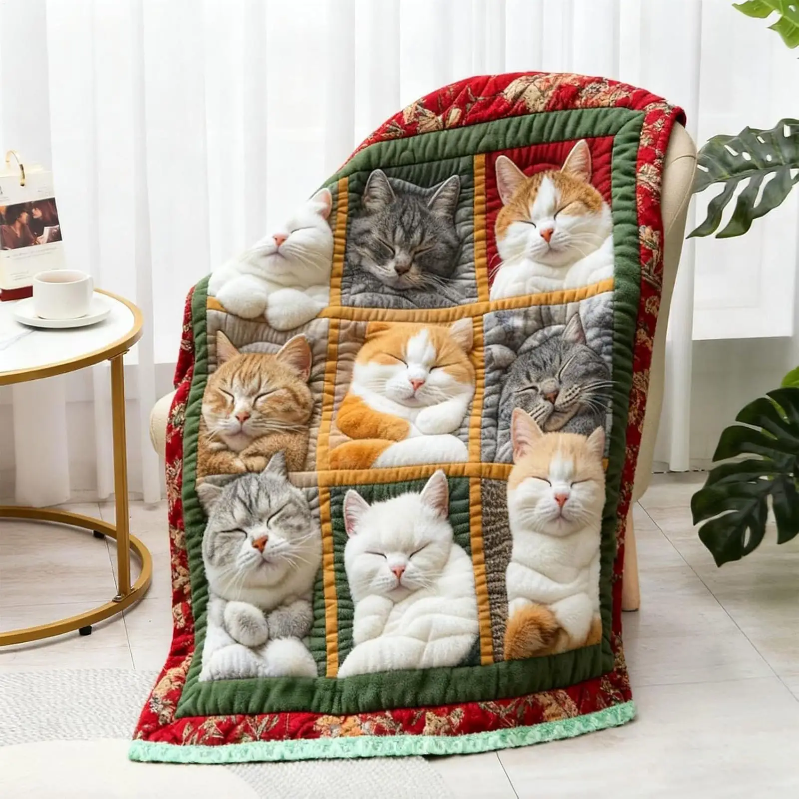 Sofa Blankets Adorable Warm Cat Print Pattern Flannel Throw Blankets for Sofa Couch Living Room Kitchen Bedroom Chair Car Bed - 2
